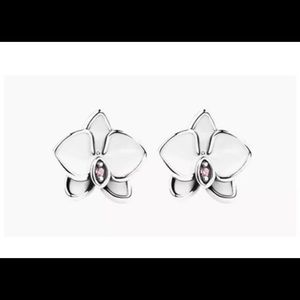 Pandora white orchid earrings